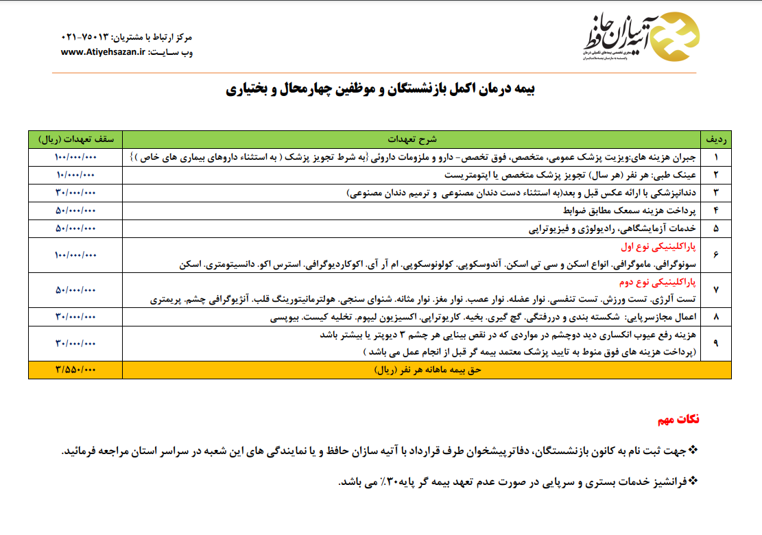 بازنشستگان صندوق بازنشستگی کشوری استان چهارمحال و بختیاری تحت پوشش بیمه اکمل آتیه سازان حافظ/ جزییات ثبت نام 