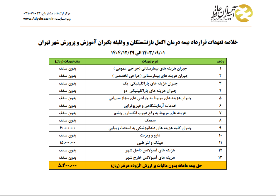 ثبت نام بیمه اکمل بازنشستگان آموزش و پرورش شهر تهران آغاز شد.