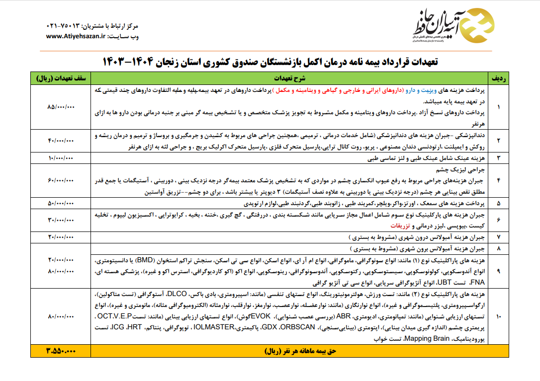 شروع ثبت نام بیمه اکمل بازنشستگان صندوق بازنشستگی کشوری استان زنجان 